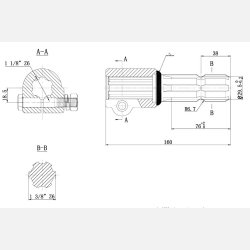 PTO adaptor hun 1 1/8" z6- han 1 3/8" z6 
