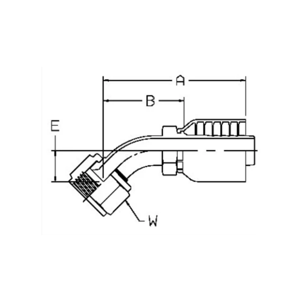 Parker 13V48 slange 3/8" Gevind 3/4" ppresningsfitting 45gr UNF Omlber JIC