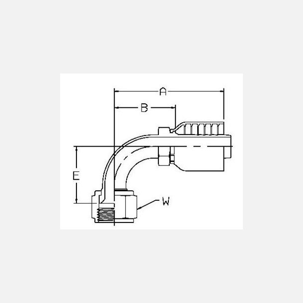 13W48 slange 1/4" gevind 7/16" ppresningsfitting 90gr UNF Omlber JIC