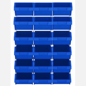 Modulreol med 18 plastkasser 4 liter /  maks.15 kg