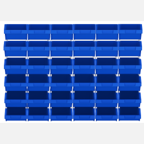 Modulreol med 36 stk plastkasser 1,7 liter / maks. 12kg