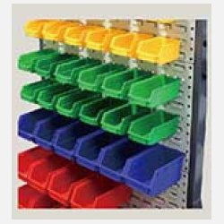 Bolte-reol af plast, hjde 84 cm, bredde 43 cm med 8 kasser